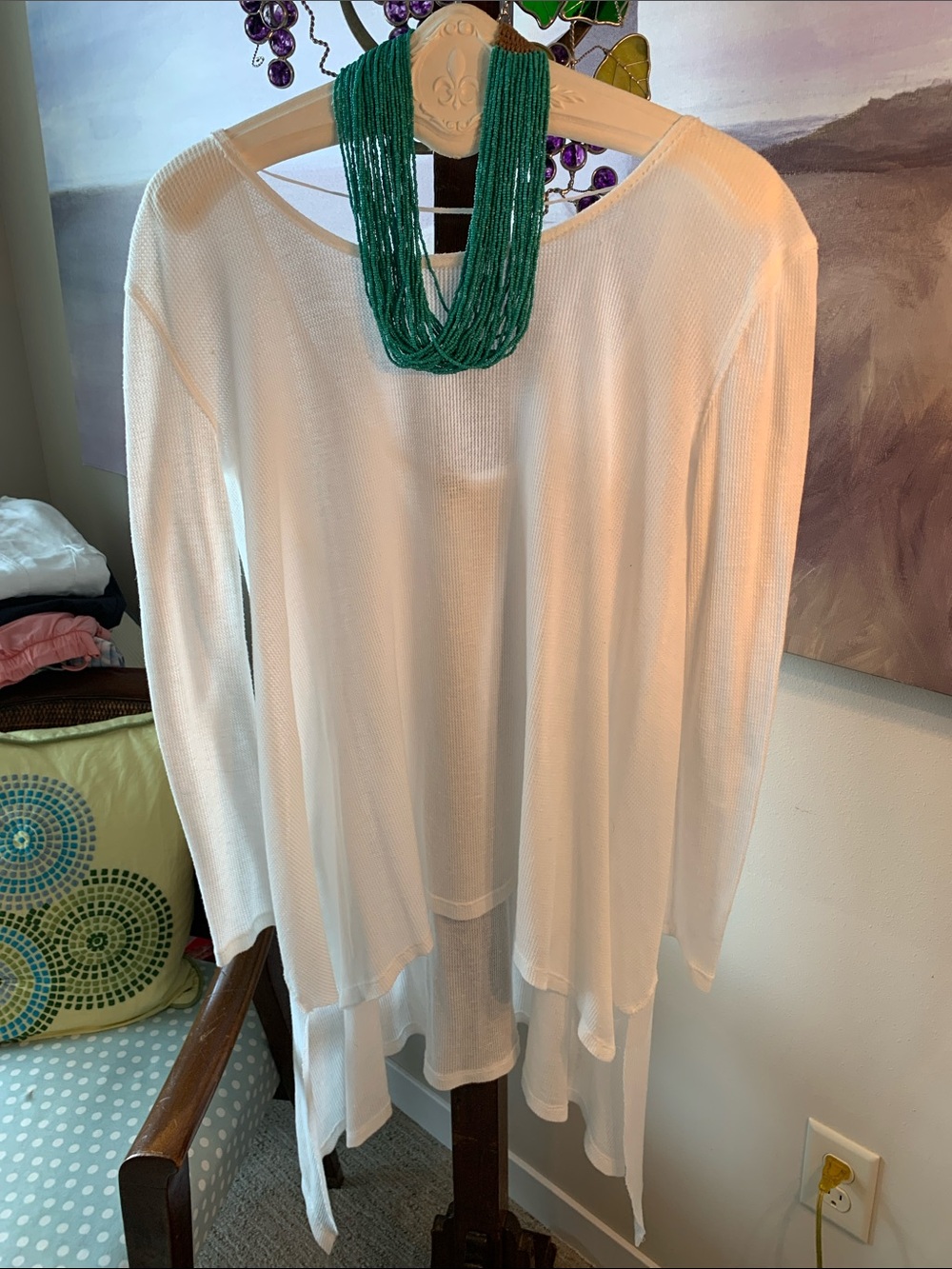 Free People We The Free sheer waffle weave LS Hi/Low top Size SP